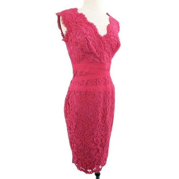 Tadashi Shoji fuschia lace dress size 6 - Picture 2 of 15
